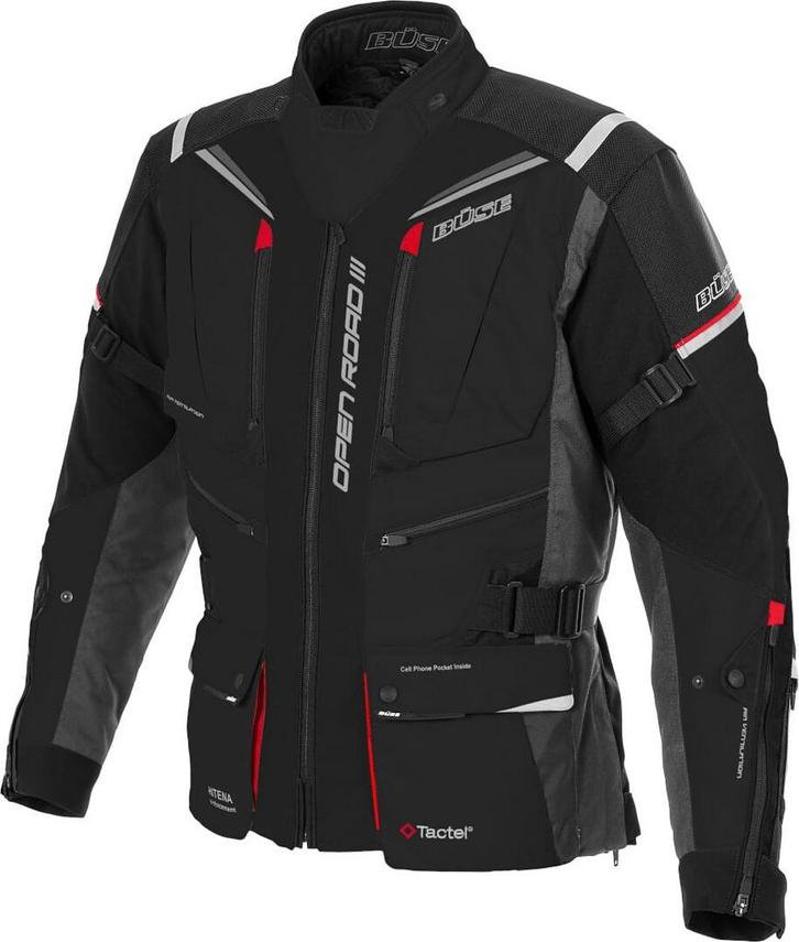 Büse Open Road III Zwart Rood Waterdicht Textiel Jas, Motoren, Kleding | Motorkleding, Heren, Nieuw met kaartje, Jas | textiel