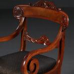 Stel van 6 eetkamerstoelen + 1 armstoel  ca 1835 incl bekl, Ophalen of Verzenden