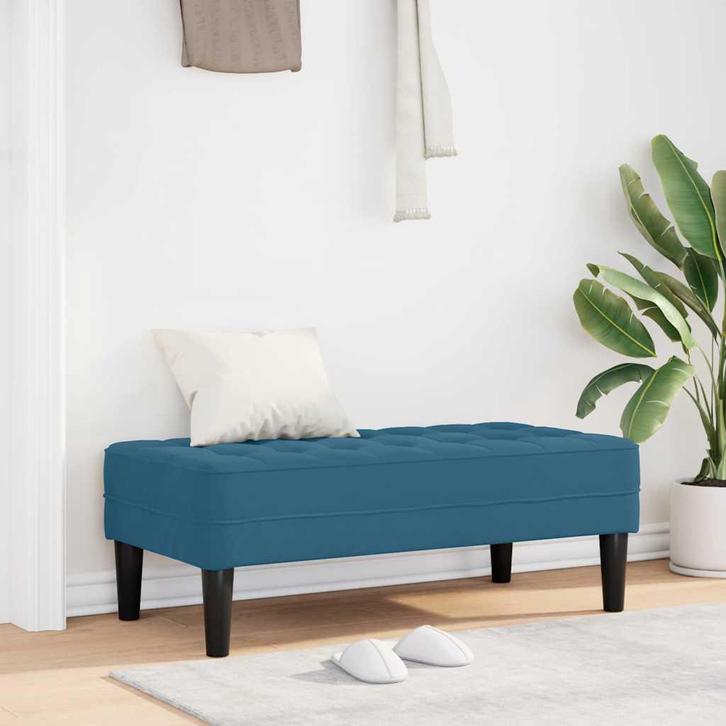 vidaXL Bank met kussen Blauw 113 x 57 x 39 cm Fluweel, Huis en Inrichting, Banken | Bankstellen, Nieuw, Minder dan 150 cm, Verzenden