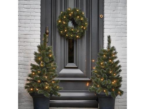 Black Box Trees Glendon Set van 2 Kerstbomen en 1 Krans met, Diversen, Kerst, Nieuw, Verzenden
