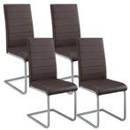 4 Eetkamerstoelen / stoel - Vegas - Kunstleer - Bruin, Huis en Inrichting, Verzenden, Nieuw