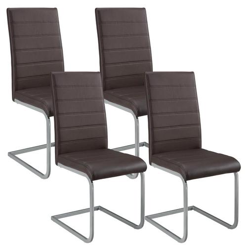 4 Eetkamerstoelen / stoel - Vegas - Kunstleer - Bruin, Huis en Inrichting, Stoelen, Nieuw, Verzenden