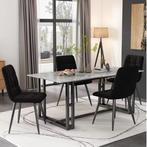 Set van 4 Fluwelen Eetkamerstoelen –Metalen Frame en Comfort, Huis en Inrichting, Stoelen, Verzenden, Nieuw