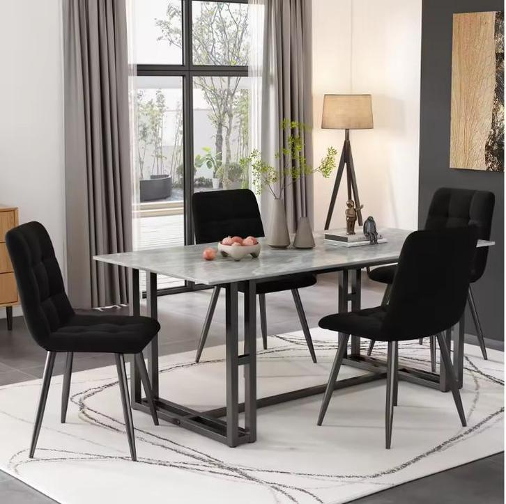 Set van 4 Fluwelen Eetkamerstoelen –Metalen Frame en Comfort, Huis en Inrichting, Stoelen, Nieuw, Verzenden