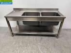 RVS Spoeltafel Spoelbak dubbele spoelbak 180 cm Horeca, Zakelijke goederen, Horeca | Keukenapparatuur, Ophalen of Verzenden, Gebruikt
