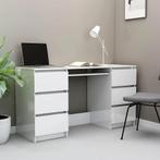 vidaXL Schrijftafel 140x50x77 cm bewerkt hout hoogglans wit, Huis en Inrichting, Bureaus, Verzenden, Nieuw