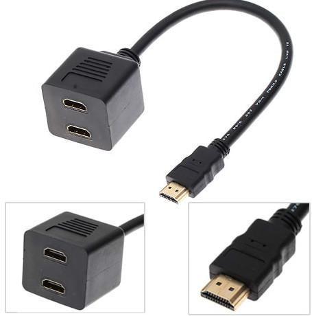 HDMI Male to 2 HDMI Female Y Splitter Adapter Cable, Muziek en Instrumenten, Kabels en Stekkers, Ophalen of Verzenden