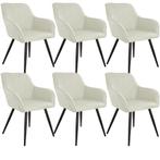 Set van 6 eetkamerstoelen Marilyn linnenlook, zwarte poten -, Huis en Inrichting, Verzenden, Nieuw