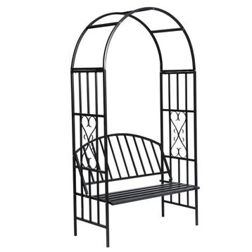 Tuinbank Rozenboog - Zwart Metaal | Retourdeal | 40% Off beschikbaar voor biedingen