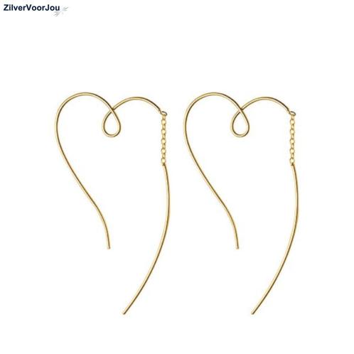 Zilveren swirl threader gold plated, Sieraden, Tassen en Uiterlijk, Oorbellen, Nieuw, Verzenden