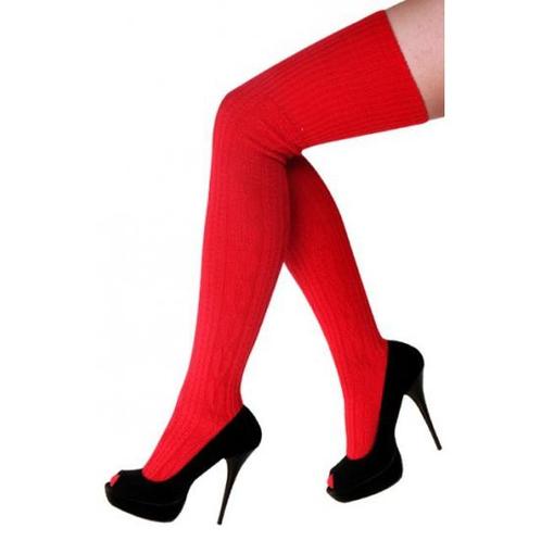 Overknee kousen rood voor dames - Kousen, Hobby en Vrije tijd, Feestartikelen, Ophalen of Verzenden