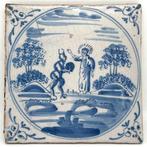 Antiek Tegel - Antieke Delfsblauwe tegel met bijbels