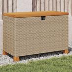 vidaXL Tuinbox 80x40x48 cm poly rattan en acaciahout beige, Verzenden, Nieuw