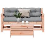 vidaXL 3-delige Loungeset met kussens massief douglashout, Verzenden, Nieuw, Loungeset