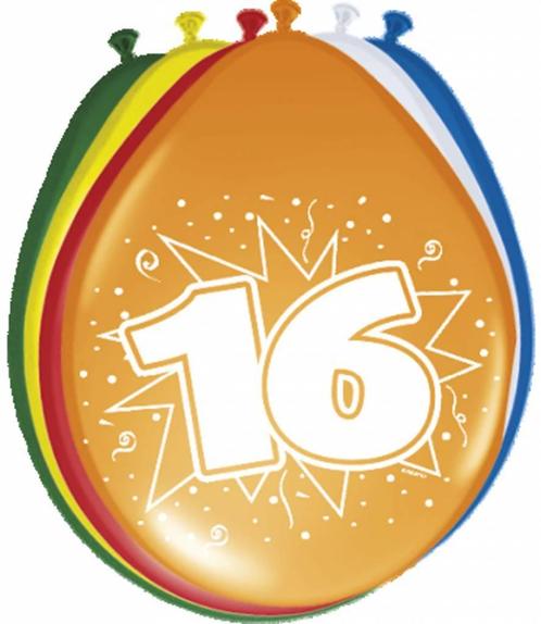 Ballonnen 16 Jaar 30cm 8st, Hobby en Vrije tijd, Feestartikelen, Nieuw, Verzenden