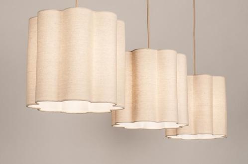 Rietveld Hanglampen - Beige, Zand - Stof, Metaal, Huis en Inrichting, Lampen | Hanglampen, Verzenden