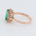 Ring - 18 karaat Roségoud - 2.55ct. tw. Smaragd - Diamant -, Nieuw
