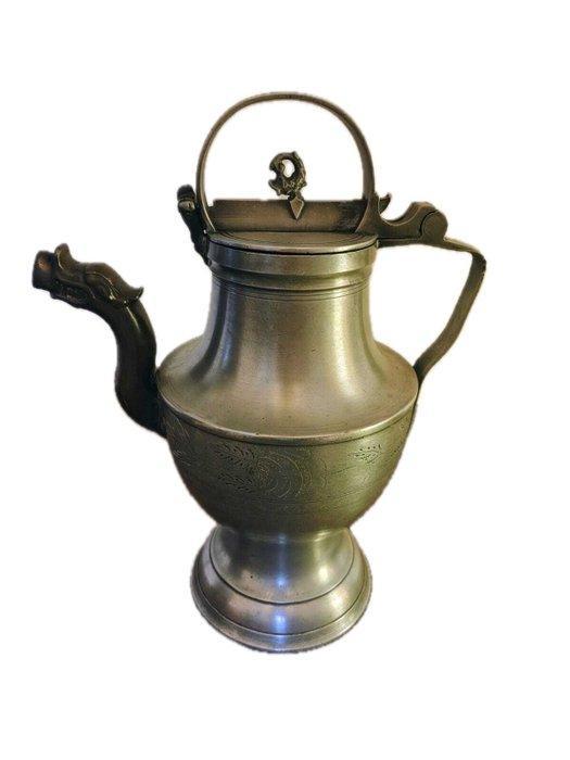 Kan - Tin - Tinnen waterkan circa 1830, Antiek en Kunst, Antiek | Overige Antiek