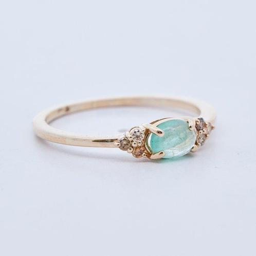 Zonder Minimumprijs - Ring 14 kt. - 0.39ct. tw. Smaragd, Sieraden, Tassen en Uiterlijk, Ringen