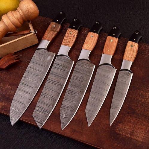 Keukenmes - Chefs knife - Handgemaakt gevouwen staal,, Antiek en Kunst, Antiek | Keukenbenodigdheden