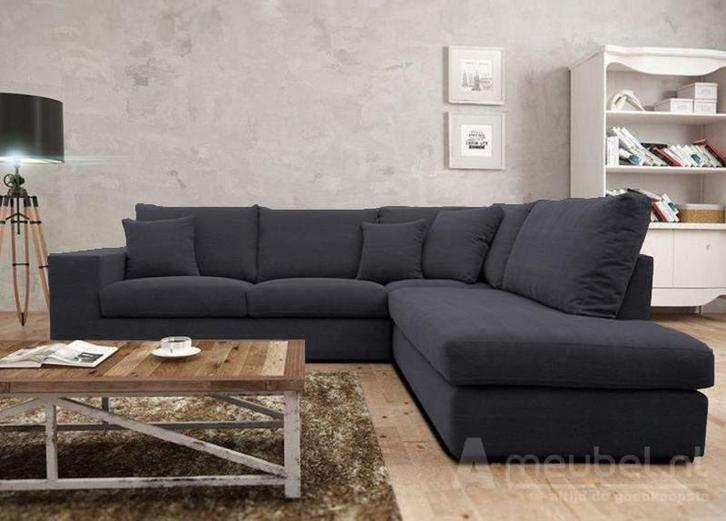 Hoekbank Gouda - hoekbanken - Antraciet, Huis en Inrichting, Banken | Sofa's en Chaises Longues, 150 cm of meer, Nieuw, 250 tot 300 cm