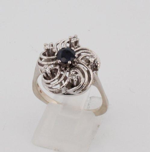 Zonder Minimumprijs - Ring - 14 karaat Witgoud Saffier -, Sieraden, Tassen en Uiterlijk, Ringen
