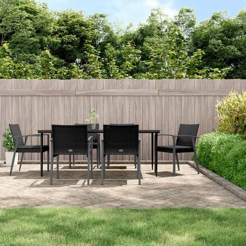vidaXL 7-delige Tuinset met kussens poly rattan en staal, Tuin en Terras, Tuinsets en Loungesets, Tuinset, Nieuw, 6 zitplaatsen