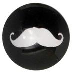 Fako Bijoux® - Click Button - Glas - Zwart/Wit Snor Wit, Verzenden, Nieuw