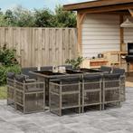 vidaXL 11-delige Tuinset met kussens poly rattan grijs, Meer dan 8 zitplaatsen, Nieuw, Tuinset, Verzenden