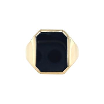 Gouden vintage zegelring met onyx 14 kt beschikbaar voor biedingen