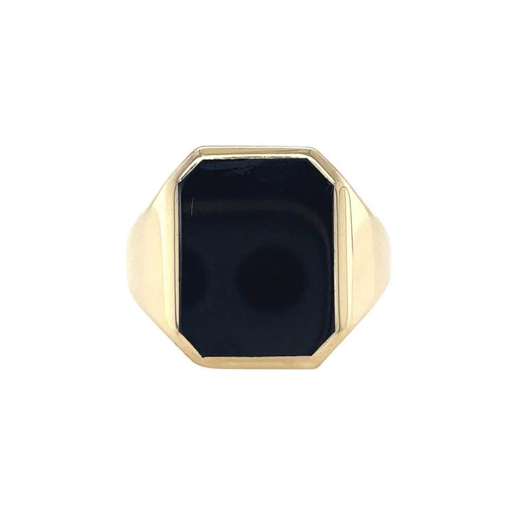 Gouden vintage zegelring met onyx 14 kt, Sieraden, Tassen en Uiterlijk, Ringen, Nieuw, Ophalen of Verzenden