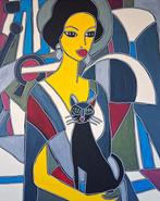 Patricia Kleyman - Elégante Parisienne et son chat noir, Antiek en Kunst