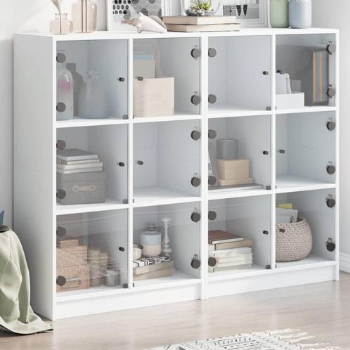 vidaXL Boekenkast met deuren 136x37x109 cm bewerkt hout wit, Huis en Inrichting, Kasten | Buffetkasten, Nieuw, Overige houtsoorten