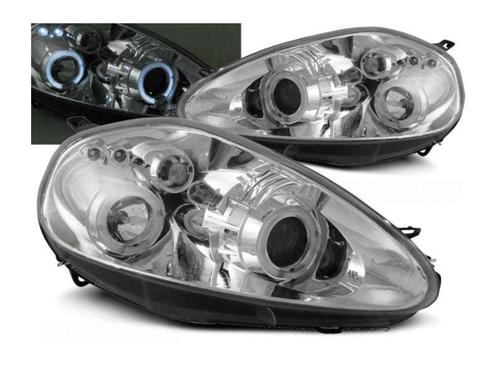 Angel Eyes koplampen Chrome geschikt voor Fiat Grande Punto, Auto-onderdelen, Verlichting, Nieuw, Fiat, Verzenden