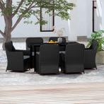 vidaXL 7-delige Tuinset met kussens zwart, 6 zitplaatsen, Nieuw, Tuinset, Verzenden