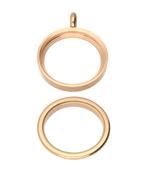 RVS  rosé gouden medaillon rond glad 28 mm. ketting hanger -, Sieraden, Tassen en Uiterlijk, Kettinghangers, Verzenden, Nieuw