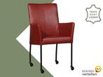 Leren eetkamerstoel Comfort met wieltjes en armleuning -, Huis en Inrichting, Stoelen, Overige kleuren, Nieuw, Leer, Ophalen of Verzenden