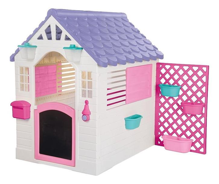 Dolu Garden Wit/Roze Speelhuisje met Accessoires, Kinderen en Baby's, Speelgoed | Buiten | Speeltoestellen, Nieuw, Verzenden