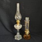 Olielamp (2) - Glas - 2 antieke petroleumlampen