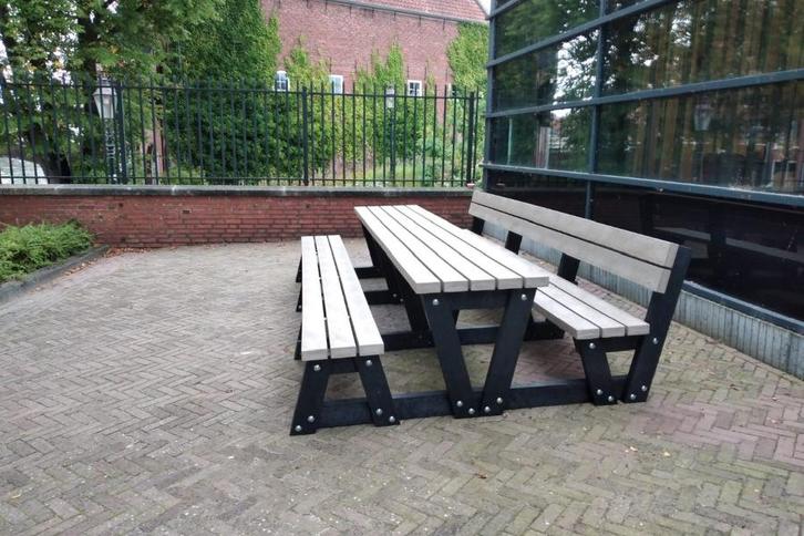 Rockwood® Picknicktafel Eik - Zwaar Kunststof - Mineral Grey, Tuin en Terras, Picknicktafels, Nieuw, Hout, Rechthoekig, Ophalen of Verzenden