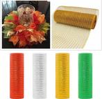 Decomesh metallic goudgeel 26 cm rol 9 meter voor kransen en, Ophalen of Verzenden, Nieuw