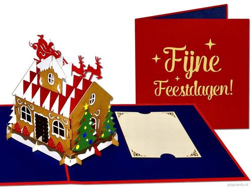 Kerstkaart met pop-up huisje, kerstman en rendieren | Keu..., Diversen, Wenskaarten, Verzenden