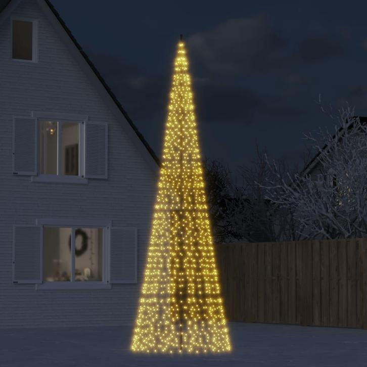 vidaXL LED-kerstboom aan vlaggenmast 1534 LEDs warm wit 500, Diversen, Kerst, Nieuw, Verzenden