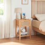 Nachtkastje Leirfjord 60x40x35 cm naturel en rotan look [en., Huis en Inrichting, Tafels | Bijzettafels, Verzenden, Nieuw