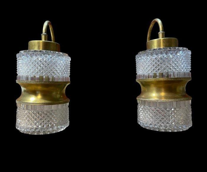 Wandlamp - Messing, Glas - Wandlampen, Antiek en Kunst, Antiek | Lampen