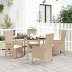 vidaXL 5-delige Tuinset met kussens poly rattan beige, Verzenden, Nieuw, Rotan, Tuinset