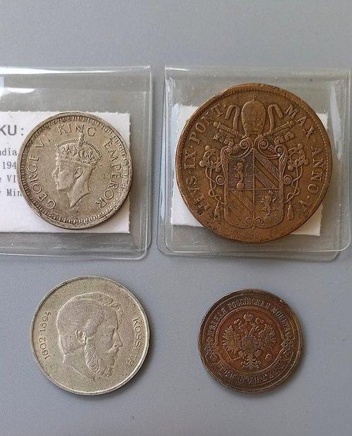 Wereld. LOT of 4 coins British India-Italy Papal States Pius, Postzegels en Munten, Munten | Europa | Niet-Euromunten