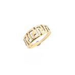 Vintage gouden ring met meander patroon (gouden dames ring), Gebruikt, Overige kleuren, 19 tot 20, Ophalen of Verzenden