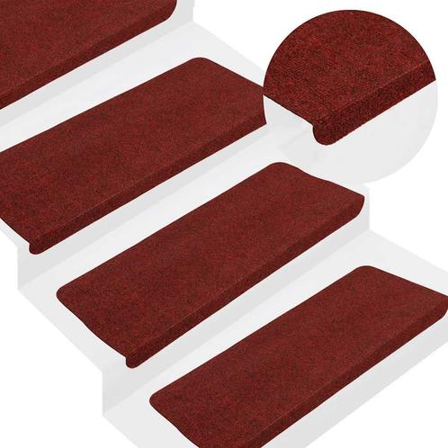 vidaXL Trapmatten zelfklevend 15 st 65x24,5x3,5 cm rood, Doe-het-zelf en Verbouw, Ladders en Trappen, Nieuw, Verzenden
