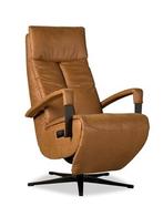 Relaxfauteuil Haaksbergen leder Cognac - Elektrisch + Accu, Nieuw, Ophalen of Verzenden, Leer, 75 tot 100 cm